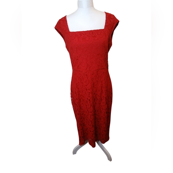 Liz Claiborne Dresses & Skirts - Liz Claiborne Red Lace Dress | Size 12